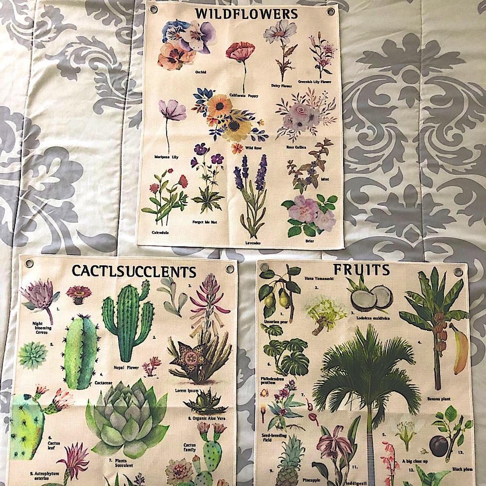 Set of 3 Plant Tapestries